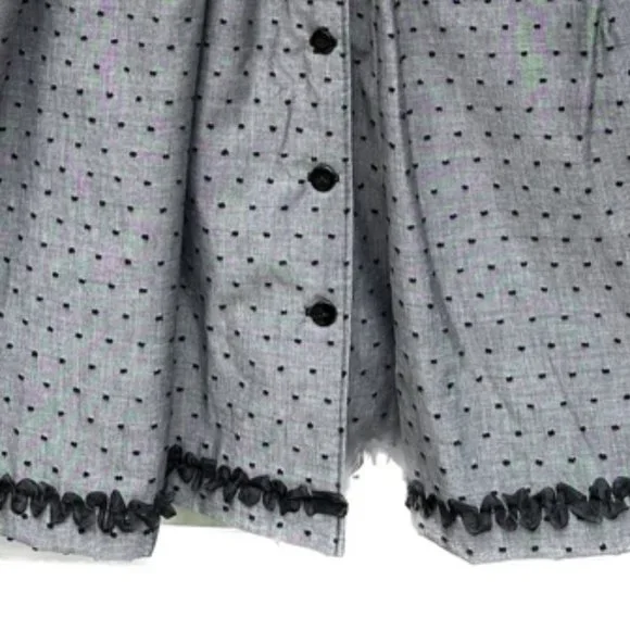 Vintage Dotted Dress with pockets & black pleated trim ~ Gray & Black - Picture 11 of 11